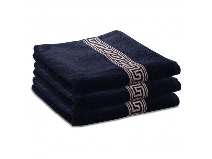 Prosop GREEK negru 70x130 cm, 100% bumbac, cu bordură decorativă grecească