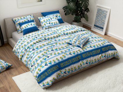 Lenjerie de pat din bumbac pentru copii MIMONI SKATE CREW albastru