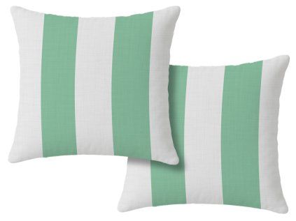 Pruhované povlaky STRIPES 45x45 cm bílo-zelené – sada 2 ks