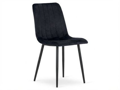 Elegantní černá sametová židle LAVA ONYX s černými nohami