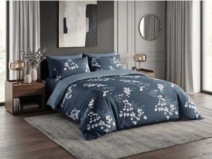 91656 1 bavlnene povleceni eirene tmave modre elegantni kvetinovy vzor