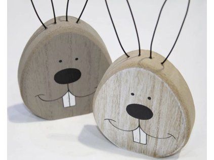 Velikonoční dřevěný králík RABINA s kovovýma ušima, 18,5 cm - více variant