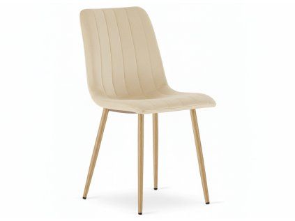 Krémová sametová židle LAVA BUTTER CREAM s prošíváním do moderní jídelny