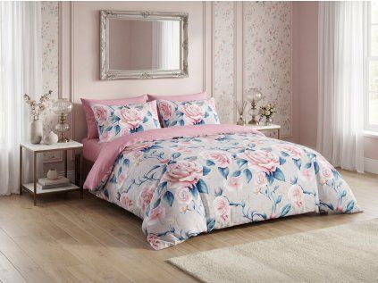 Bavlněné povlečení ROSANOVA barevné s romantickým motivem růží