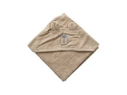 Dětská osuška s kapucí MILO 75x75 cm béžová s motivem medvídka